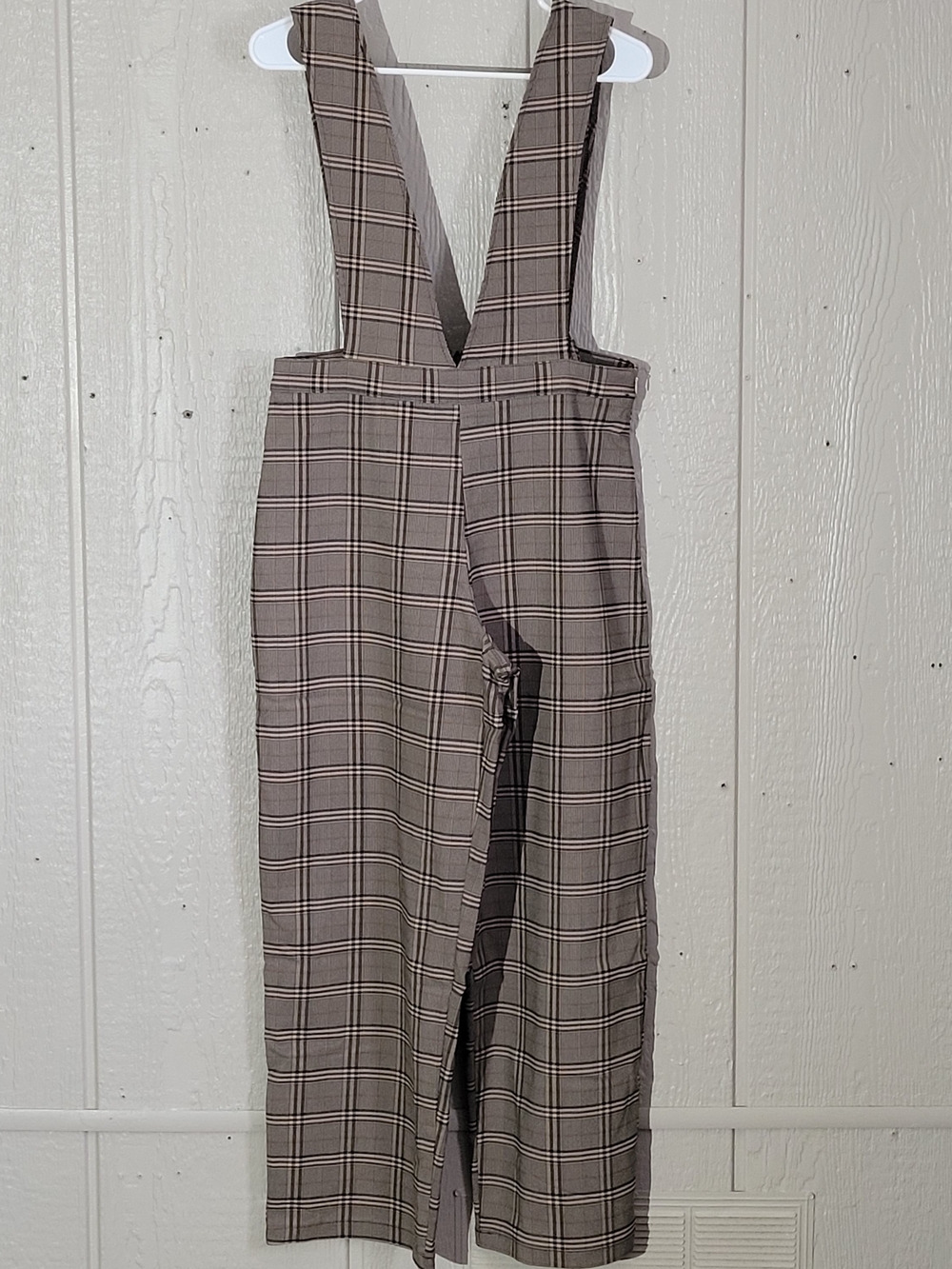 Weissman Plaid Suspender Wide-Leg Jumpsuit
